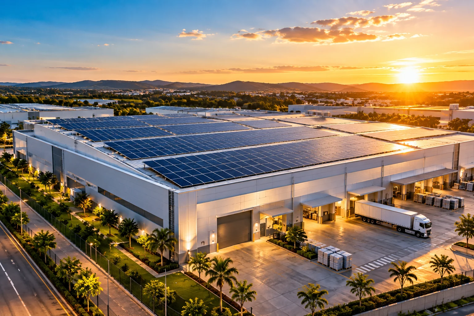 Sistema de geração solar em instalação industrial